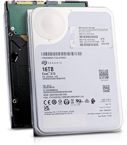 Seagate (Renewed Exos X16 16TB 7200 RPM 512e/4Kn SATA 6Gb/s 256MB